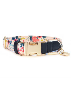 Obroża Flowery- Adjustable Collar Milk&Pepper